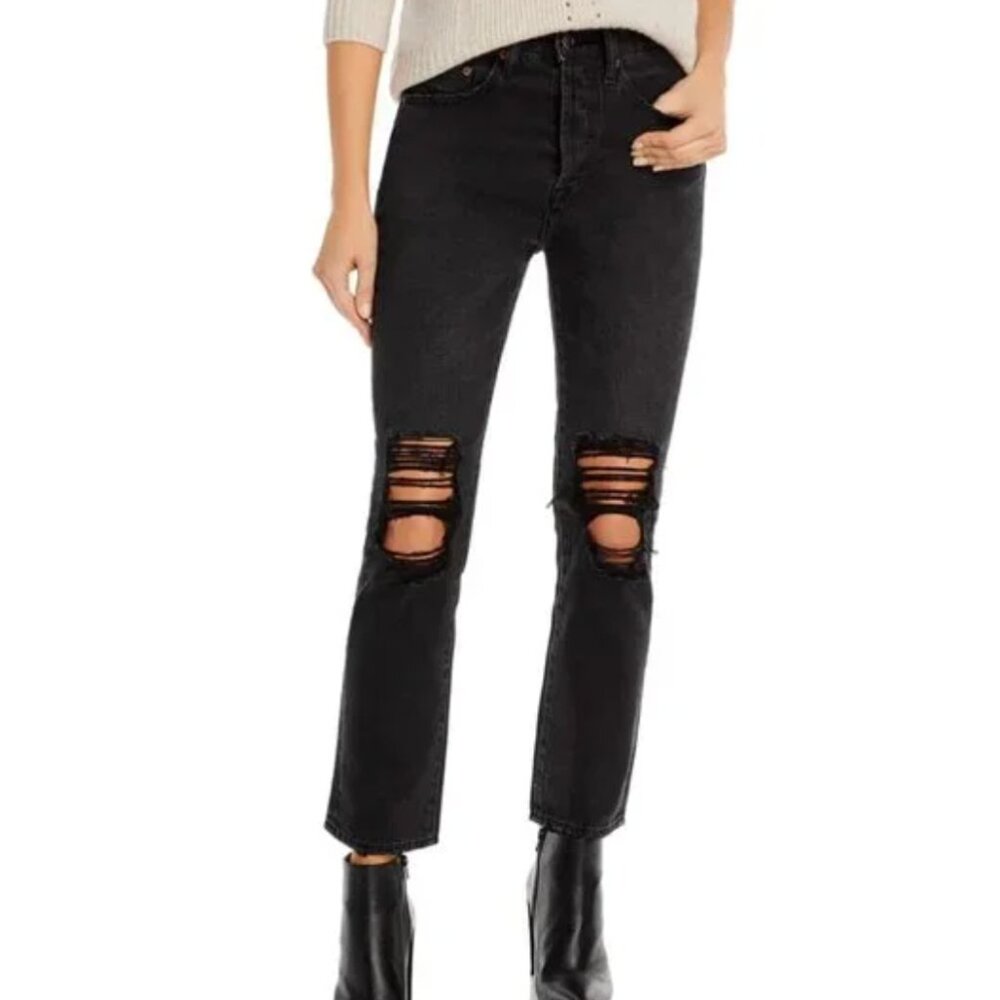 PISTOLA Keaton Distressed Straight-Leg Jeans in Taurus Destroyed Wash size 25